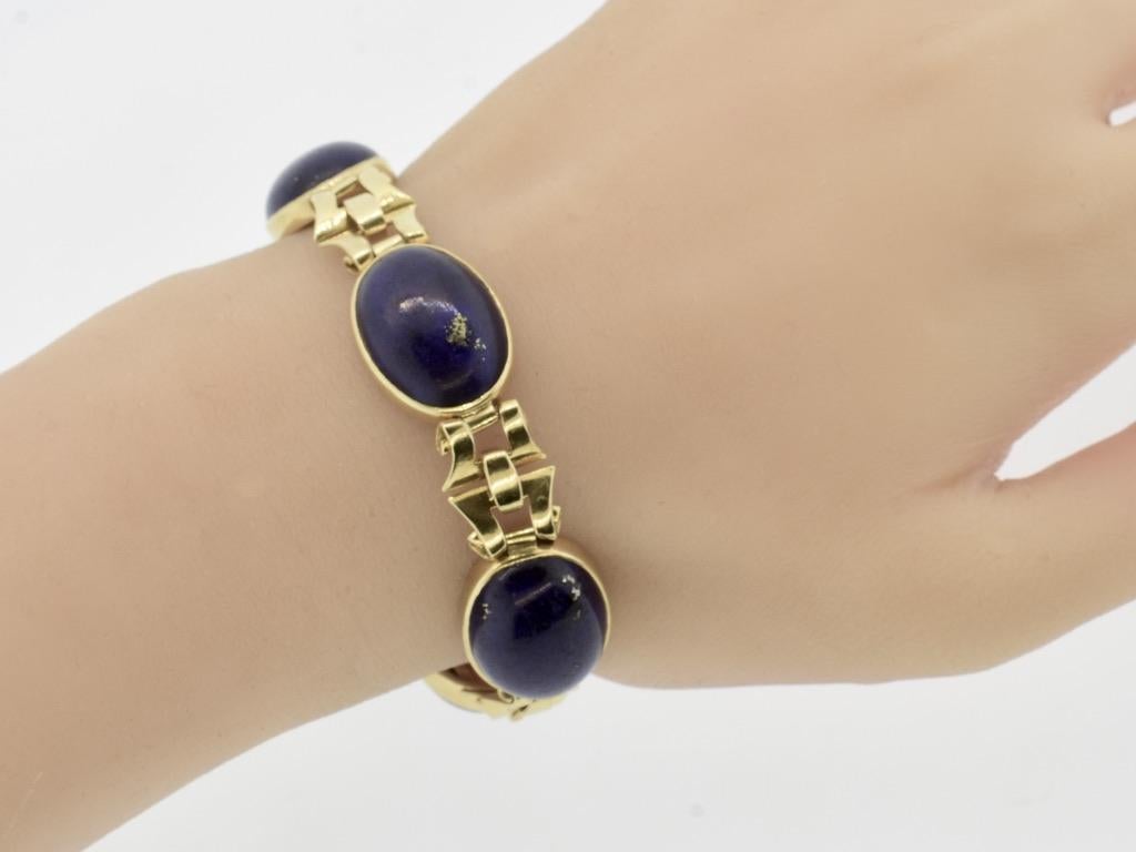 Tiffany & Co. Bracciale retrò d'epoca con 5 pregiati lapislazzuli naturali, c.C. 1950 in vendita 2