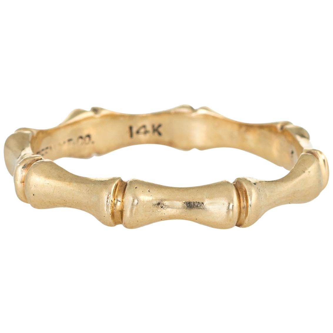 Tiffany & Co. Vintage Ring Bamboo Design 14 Karat Yellow Gold Band Jewelry