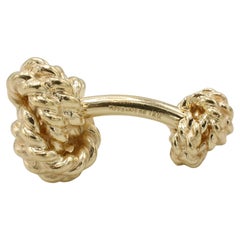Tiffany & Co. Vintage Rope Knot Yellow Gold French Cufflinks XL