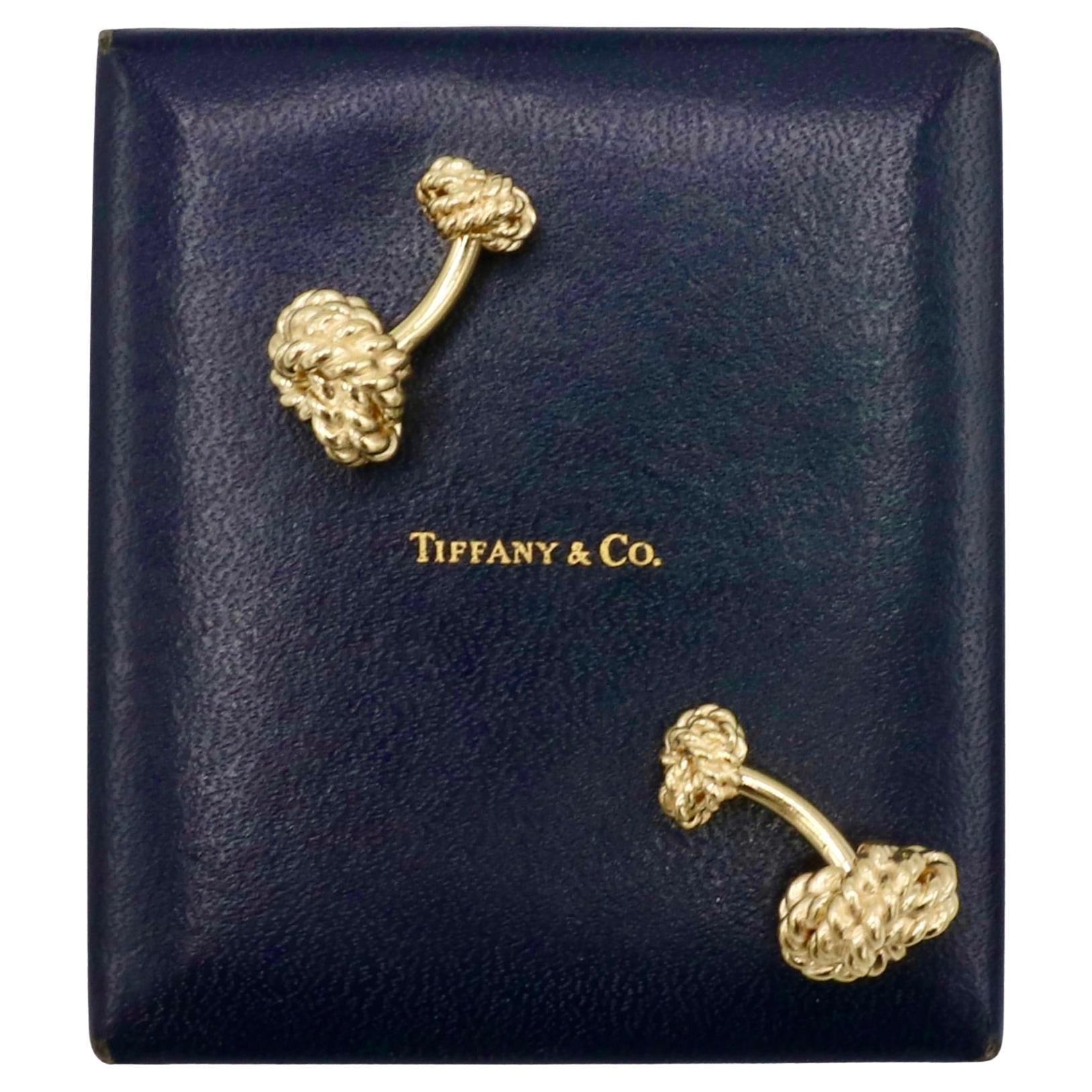 Contemporaneo Tiffany & Co. Gemelli Vintage Rope Knot in oro giallo francese XL in vendita