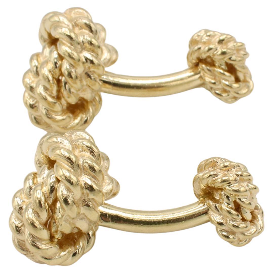 da uomo o donna Tiffany & Co. Gemelli Vintage Rope Knot in oro giallo francese XL in vendita
