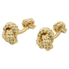Tiffany & Co. Vintage Rope Knot Yellow Gold French Cufflinks XL