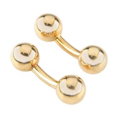 Tiffany & Co. Vintage Round Ball Curved Cufflinks in 18 Karat Yellow Gold