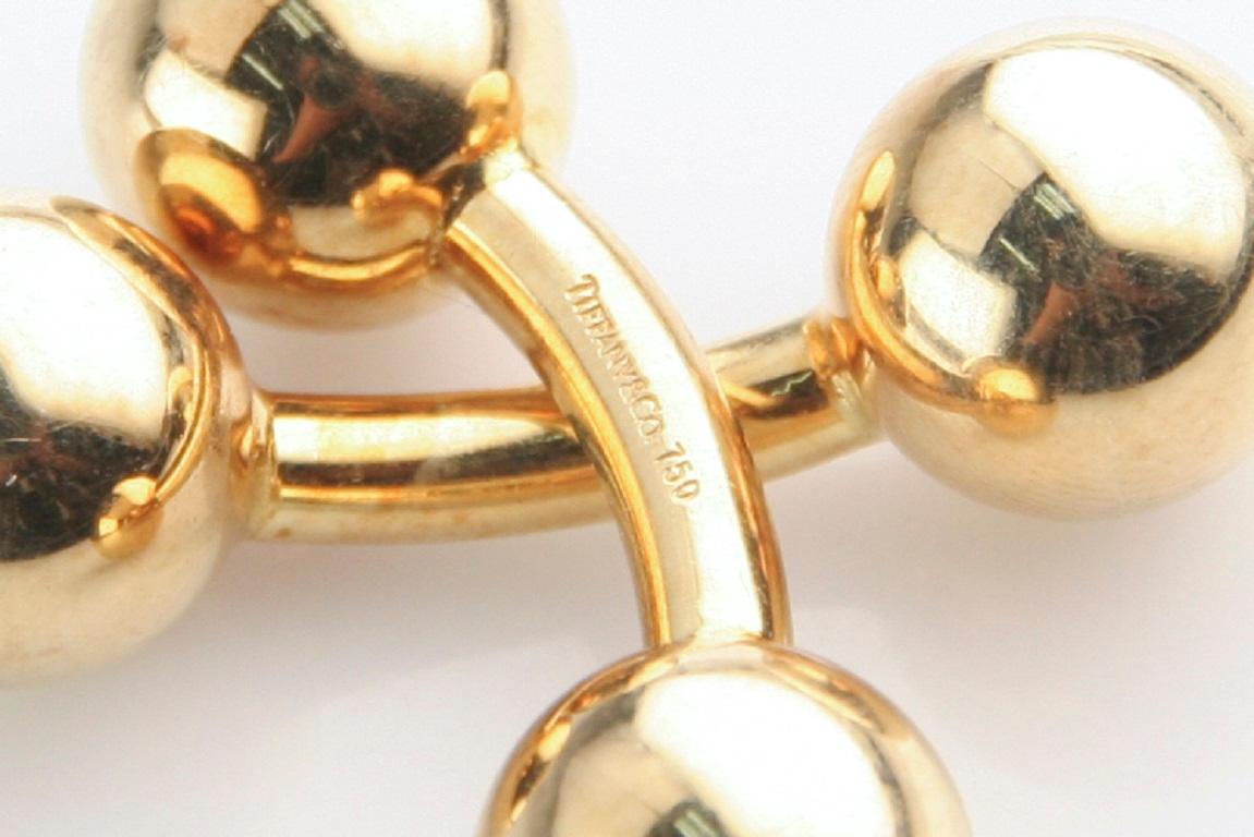 Tiffany & Co. Vintage Round Ball Curved Cufflinks in 18 Karat Yellow Gold In Good Condition In Sherman Oaks, CA