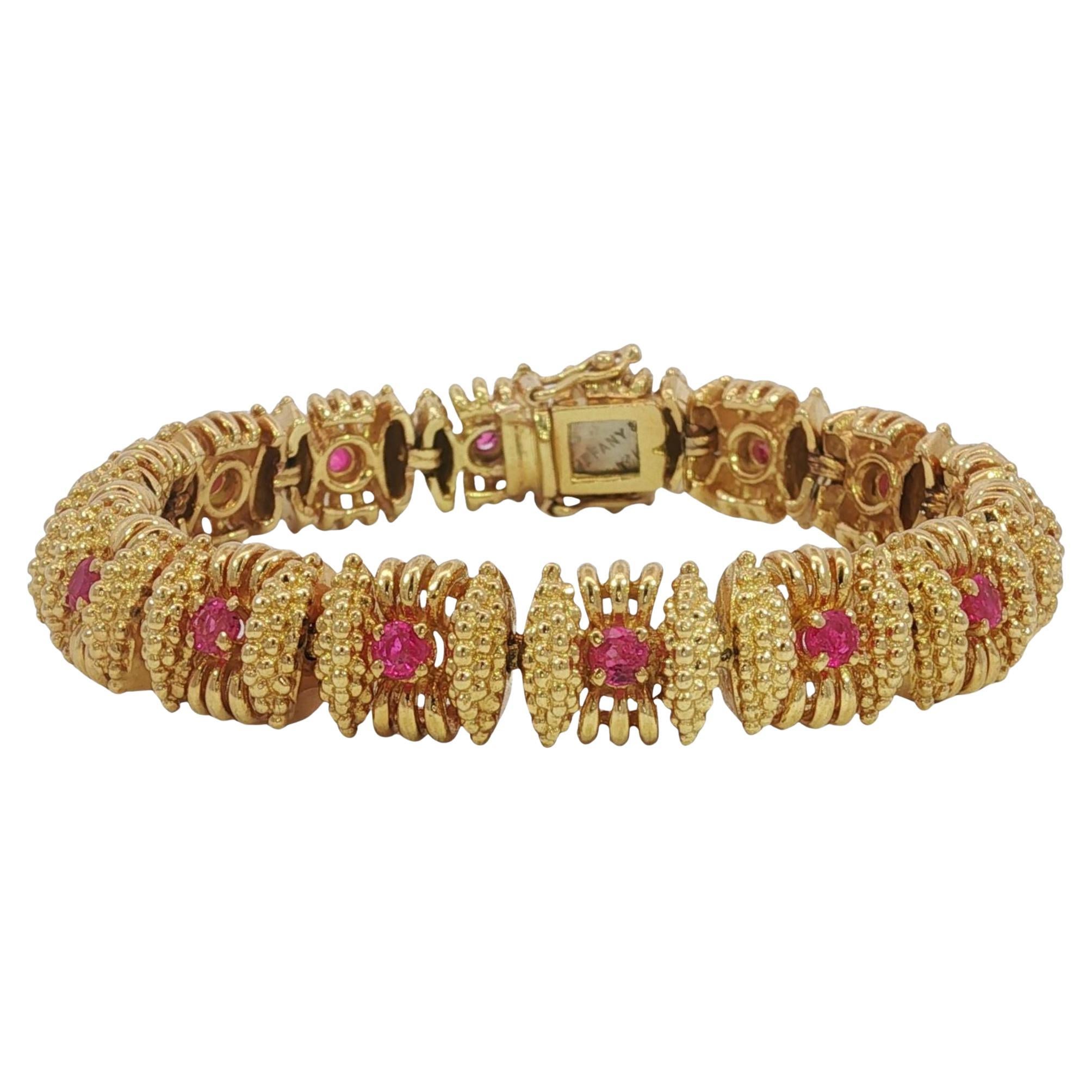 Tiffany 
Co. Vintage Ruby Bracelet 18K Yellow Gold ~1.5ctw For Sale