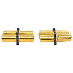 Tiffany & Co. Vintage Sapphire 14 Karat Gold Cufflinks