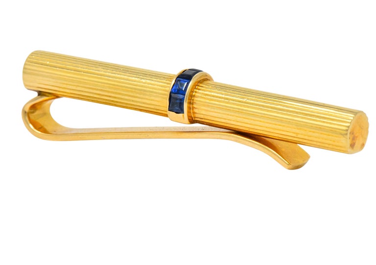 Tiffany and Co. Vintage Sapphire 14 Karat Gold Men's Tie Clip at 1stDibs