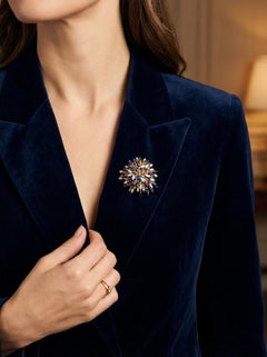 Tiffany & Co Vintage Sapphire Diamond Brooch 18K Gold 3.00ct