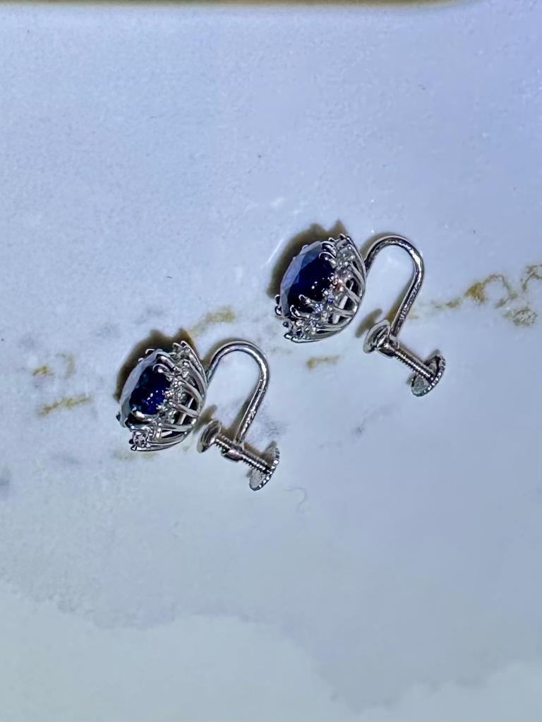 Round Cut TIFFANY & Co Vintage sapphire earrings 10+ct  For Sale