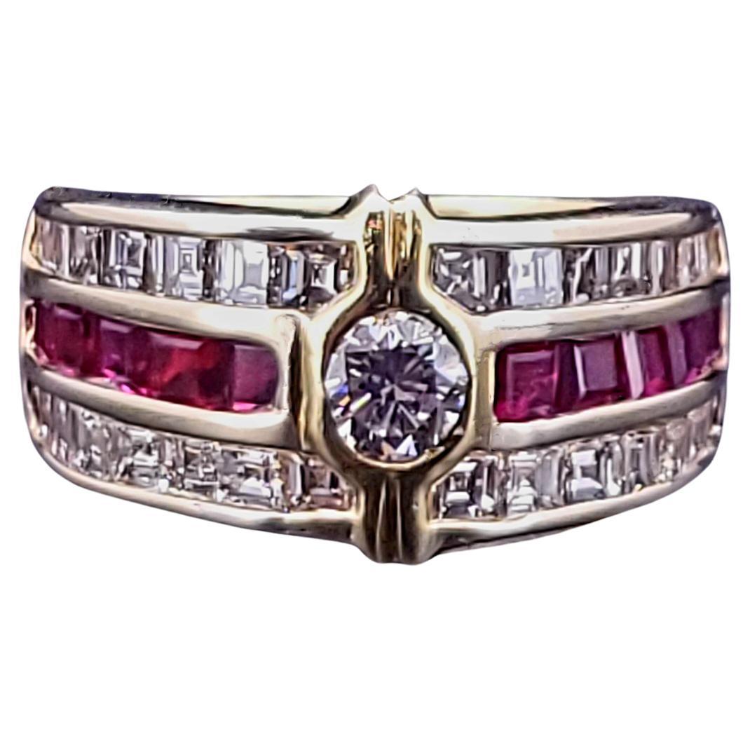 Tiffany & Co Vintage  Bague Schlumberger en or jaune 18 carats avec diamants et rubis