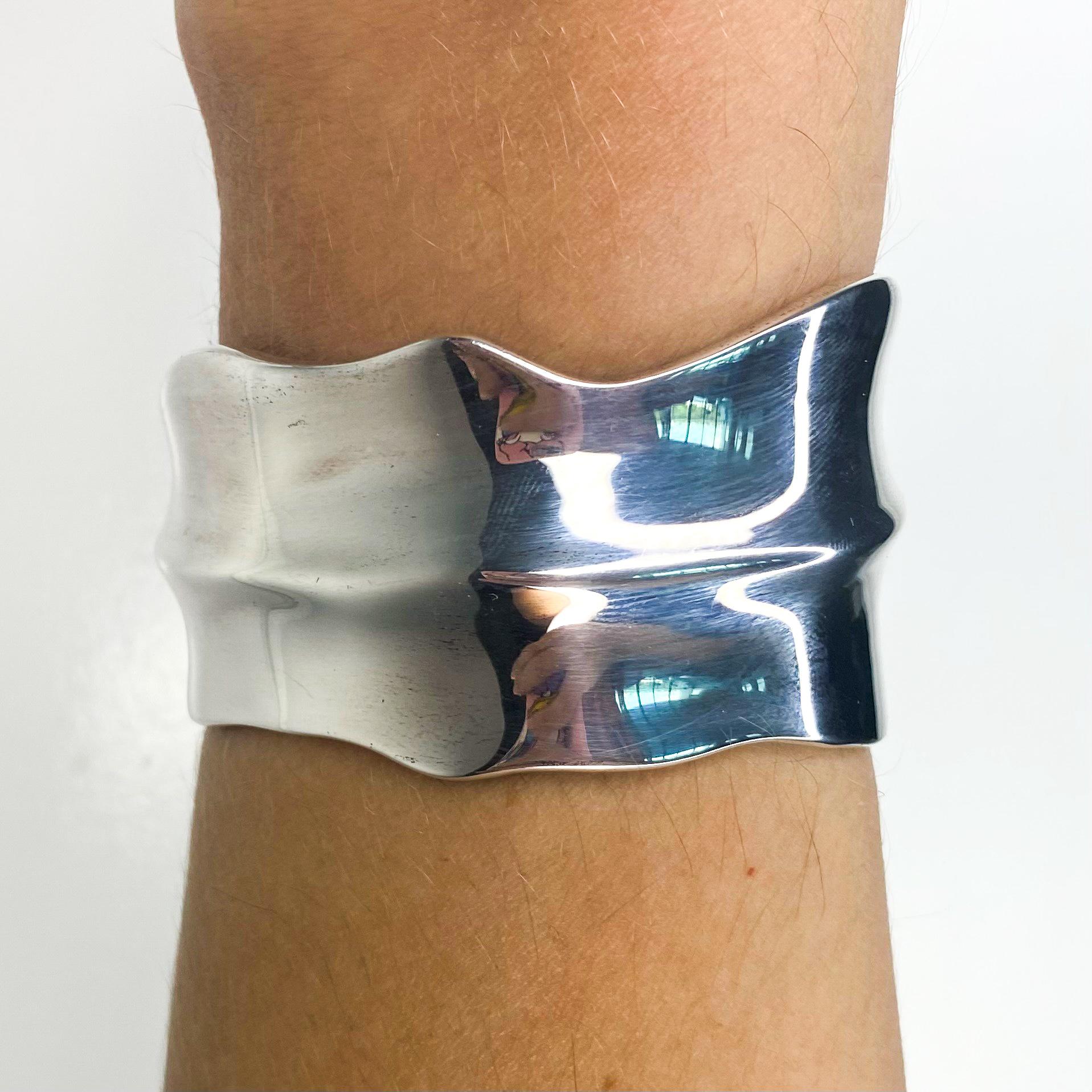 Tiffany & Co. Vintage Sculpted Nature Leaf Cuff Bracelet In 925 Sterling Silver 1