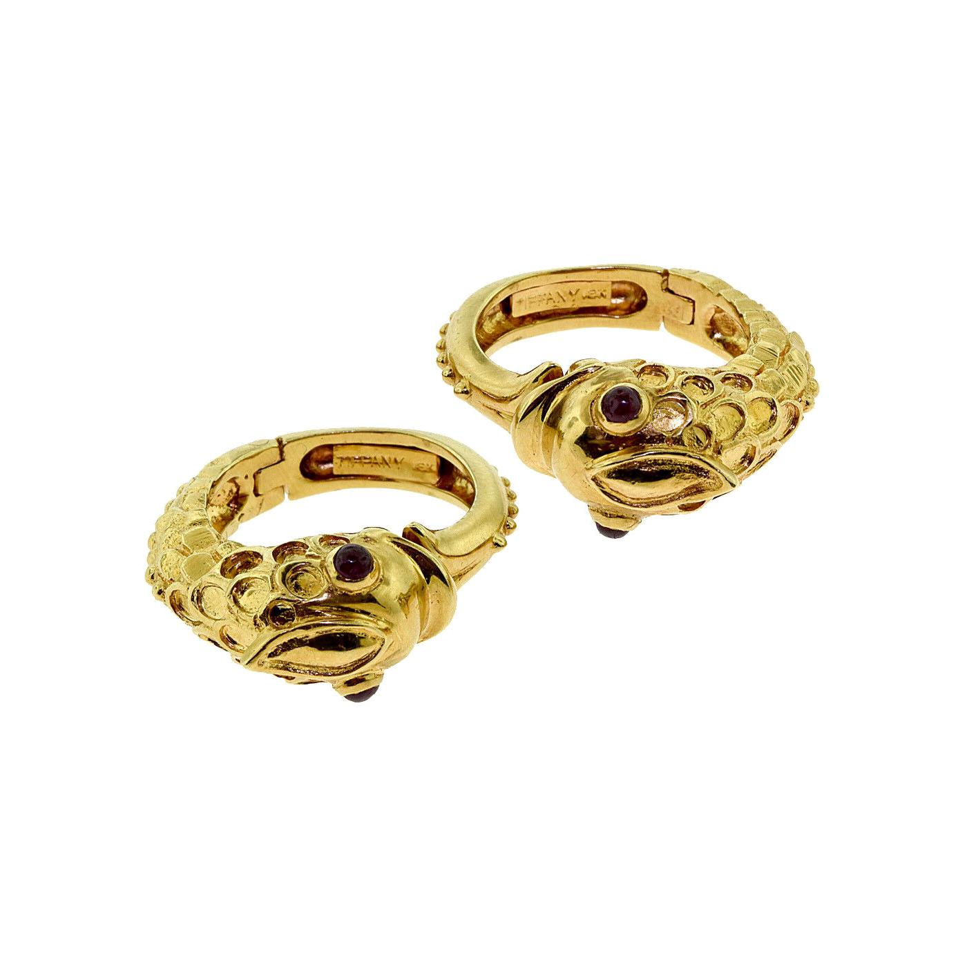 Tiffany & Co. Vintage Sea Monster Koi Fish Yellow Gold Cufflinks For Sale