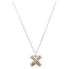 Tiffany & Co Vintage Signature X 18 Karat Gold, Sterling Silver Necklace Pendant