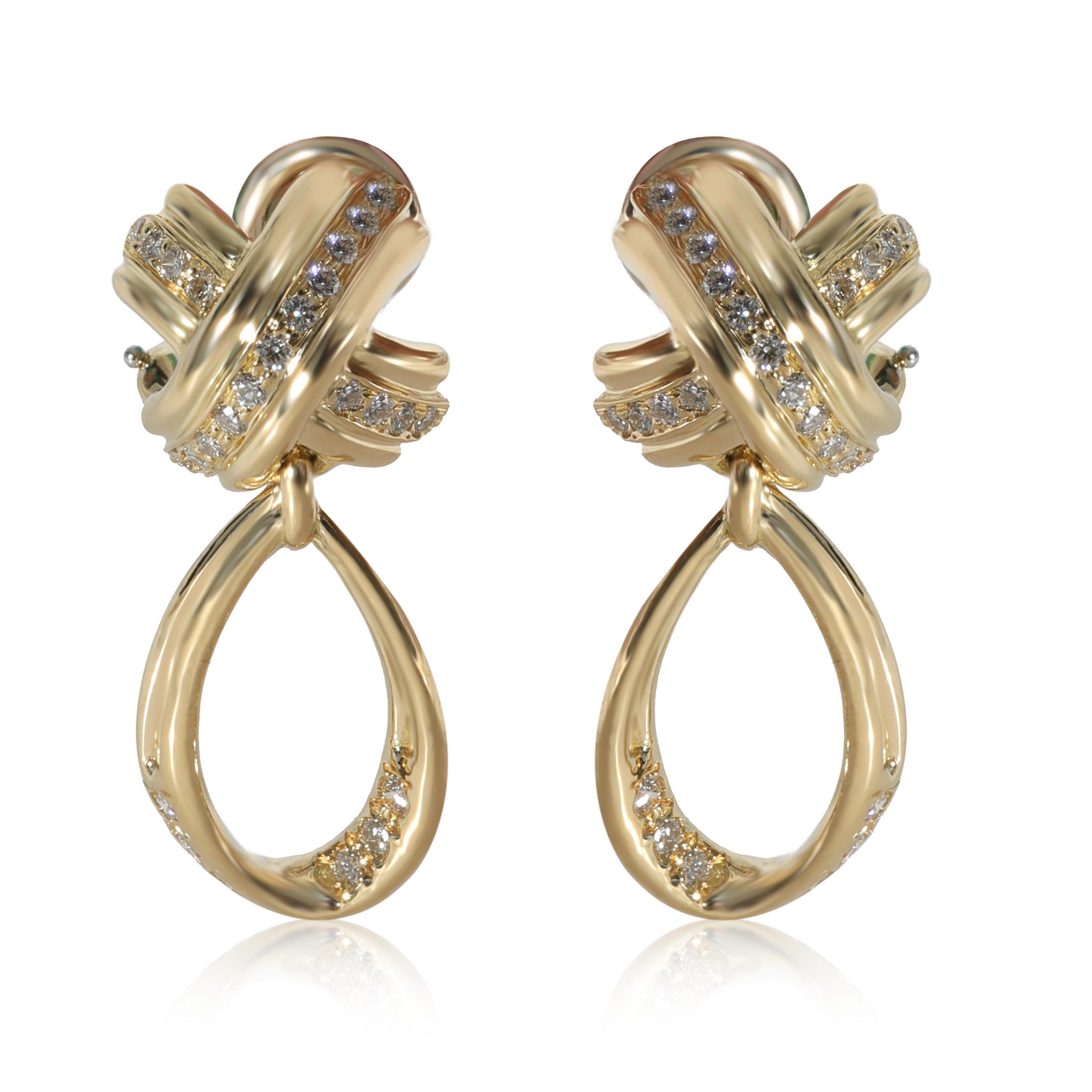 Tiffany & Co. Vintage Signature x Diamond Earrings in 18k Yellow Gold 0.6 CTW In Excellent Condition In New York, NY