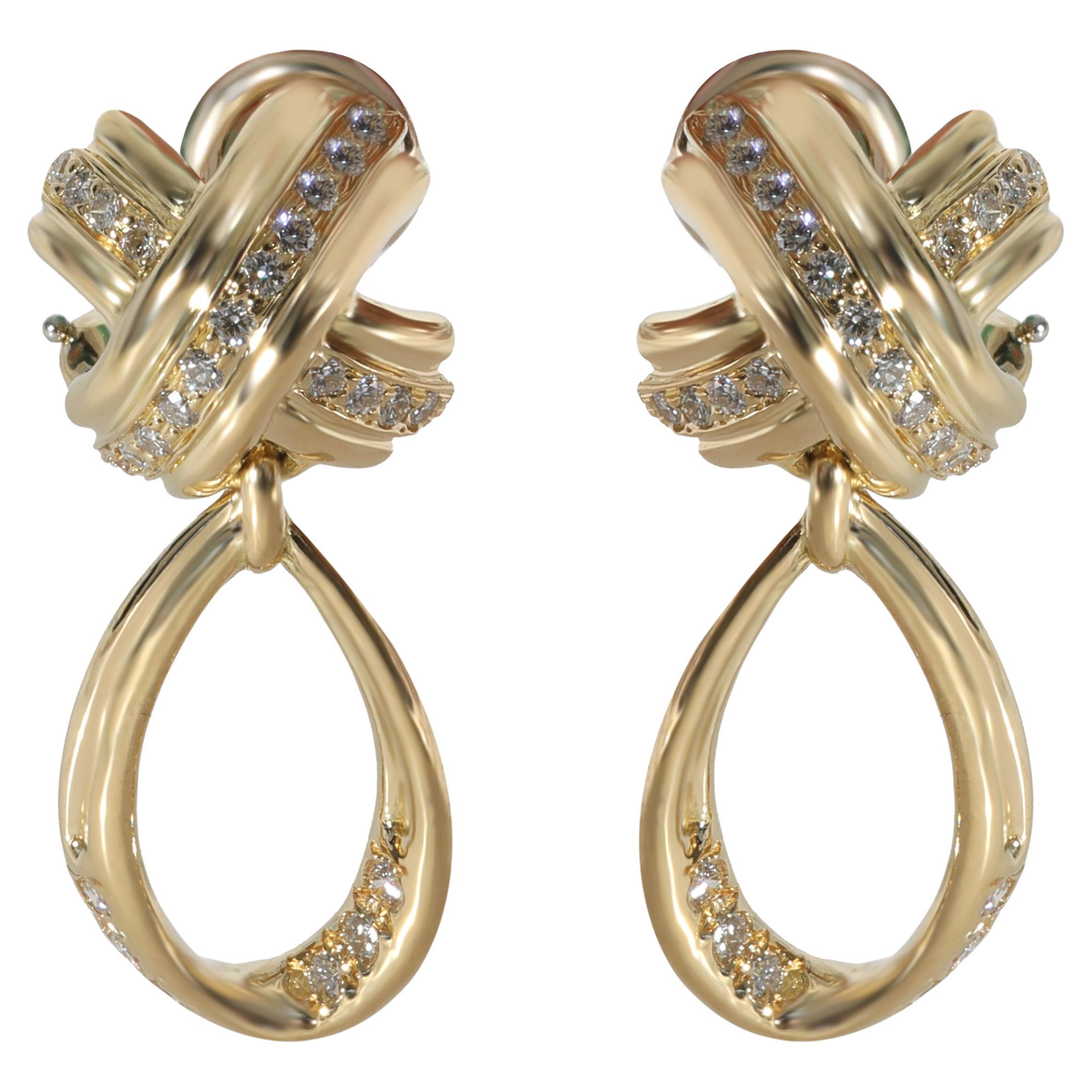 Tiffany & Co. Boucles d'oreilles vintage Signature X en or jaune 18 carats avec diamants 0,6 carat en vente