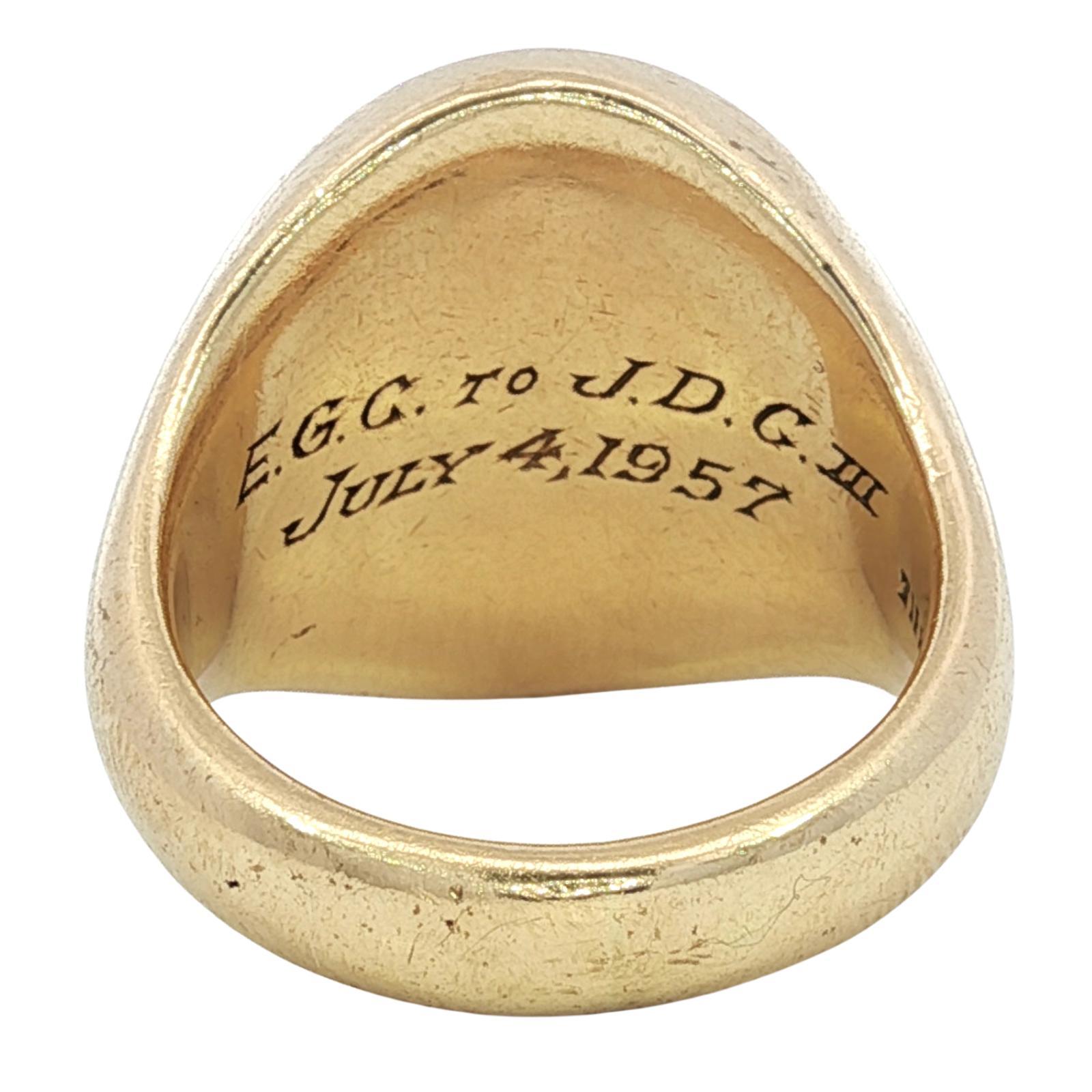 Tiffany & Co. Anello con sigillo d'epoca in oro giallo 18 carati, misura 7, pesante in vendita 7