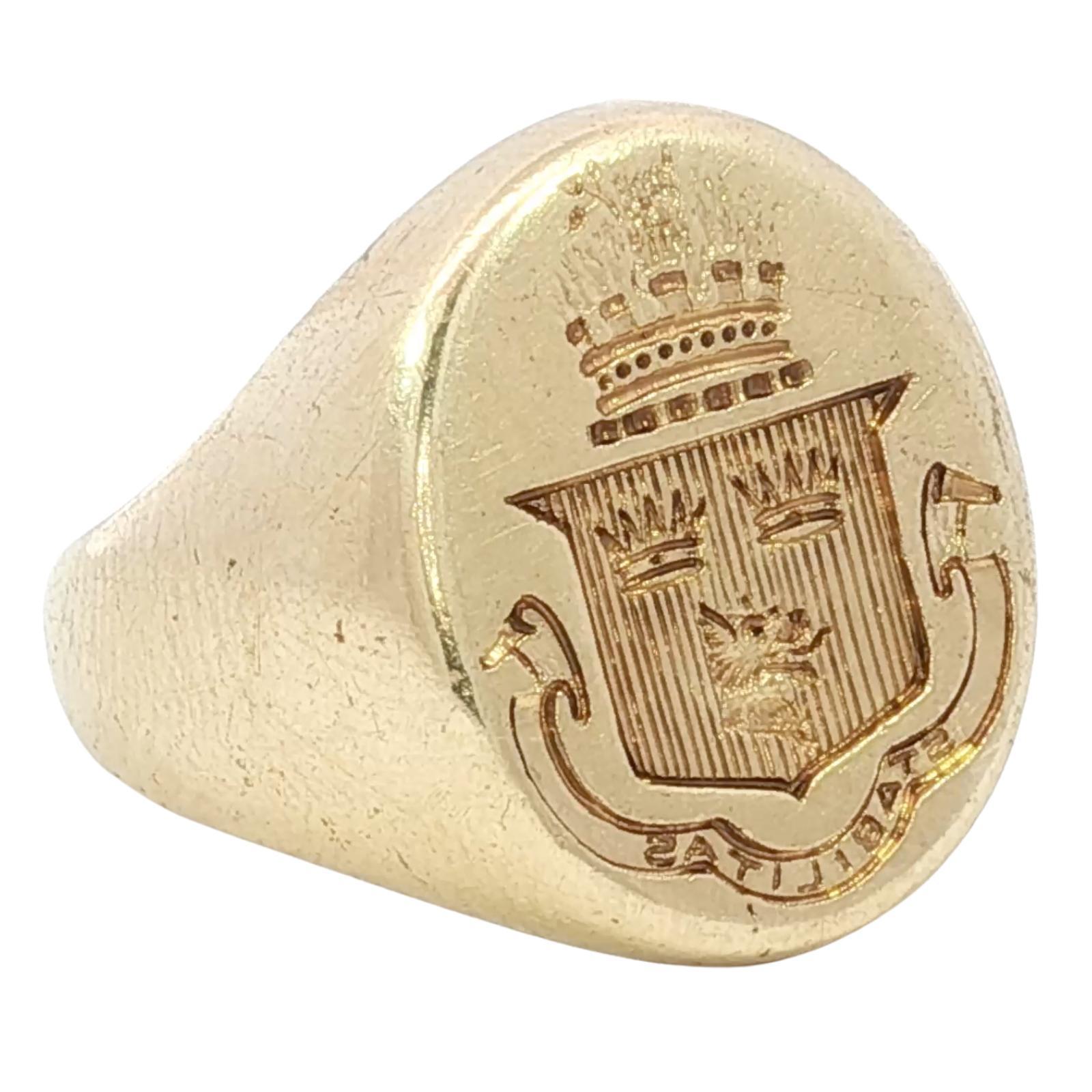 Donna Tiffany & Co. Anello con sigillo d'epoca in oro giallo 18 carati, misura 7, pesante in vendita