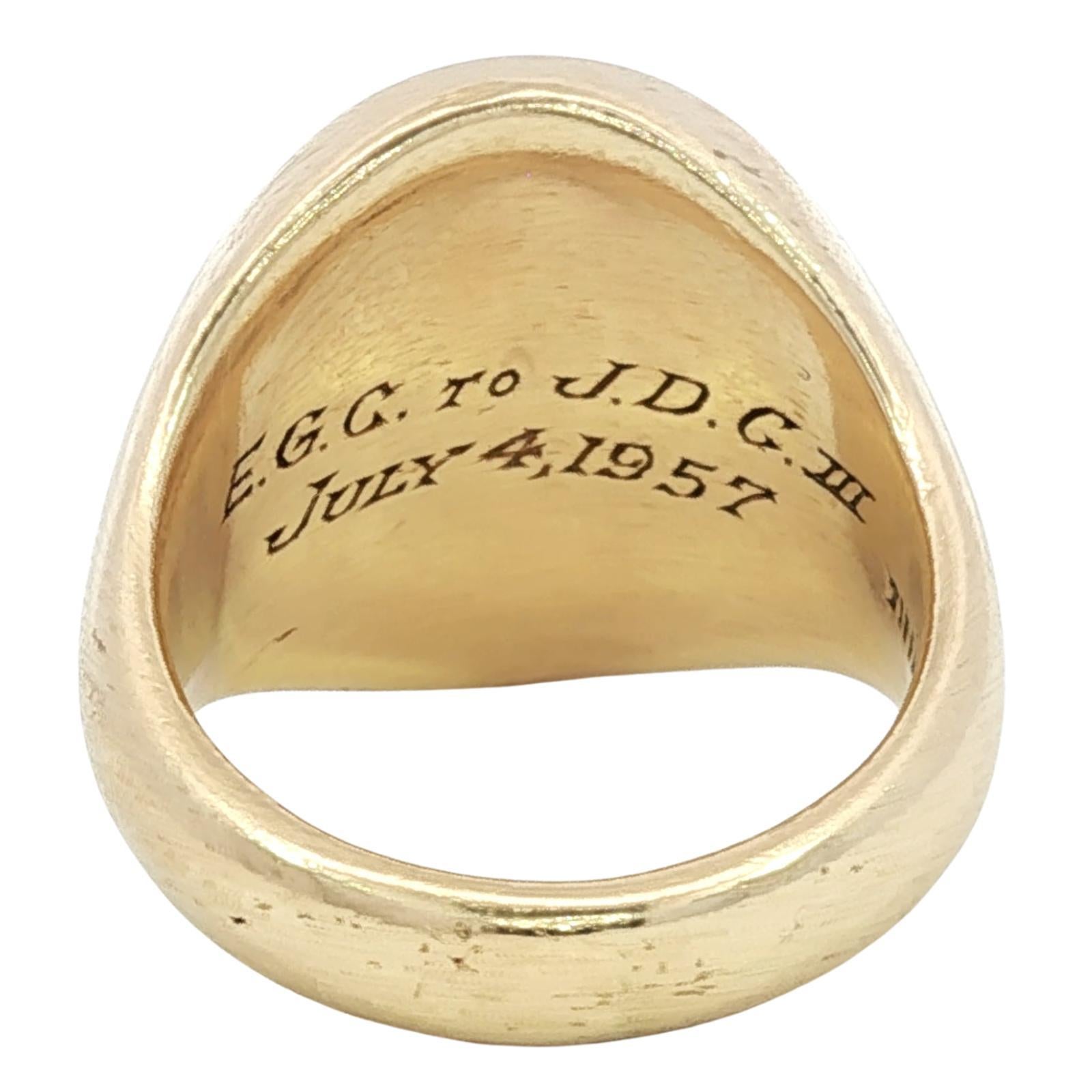 Tiffany & Co. Anello con sigillo d'epoca in oro giallo 18 carati, misura 7, pesante in vendita 3