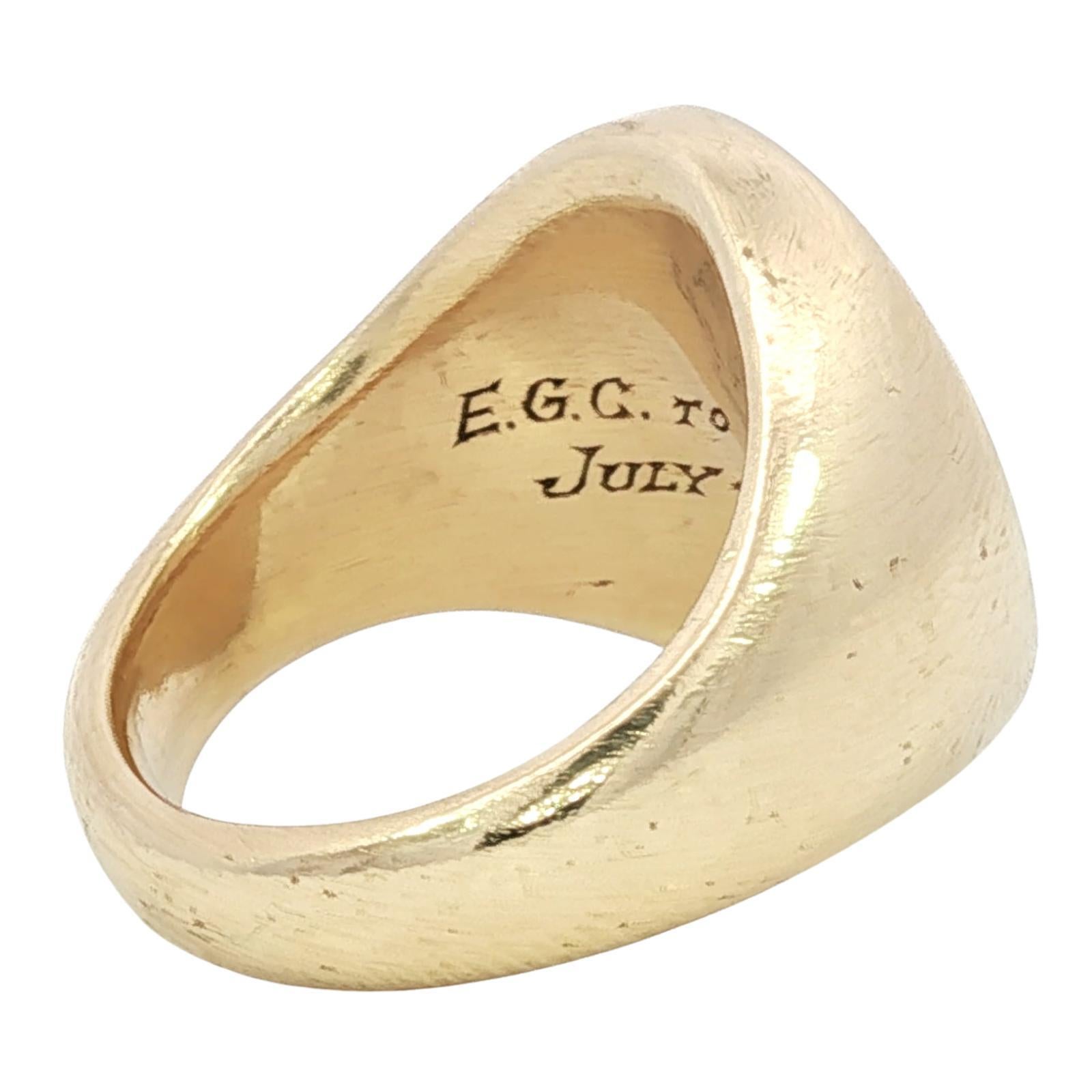 Tiffany & Co. Anello con sigillo d'epoca in oro giallo 18 carati, misura 7, pesante in vendita 4