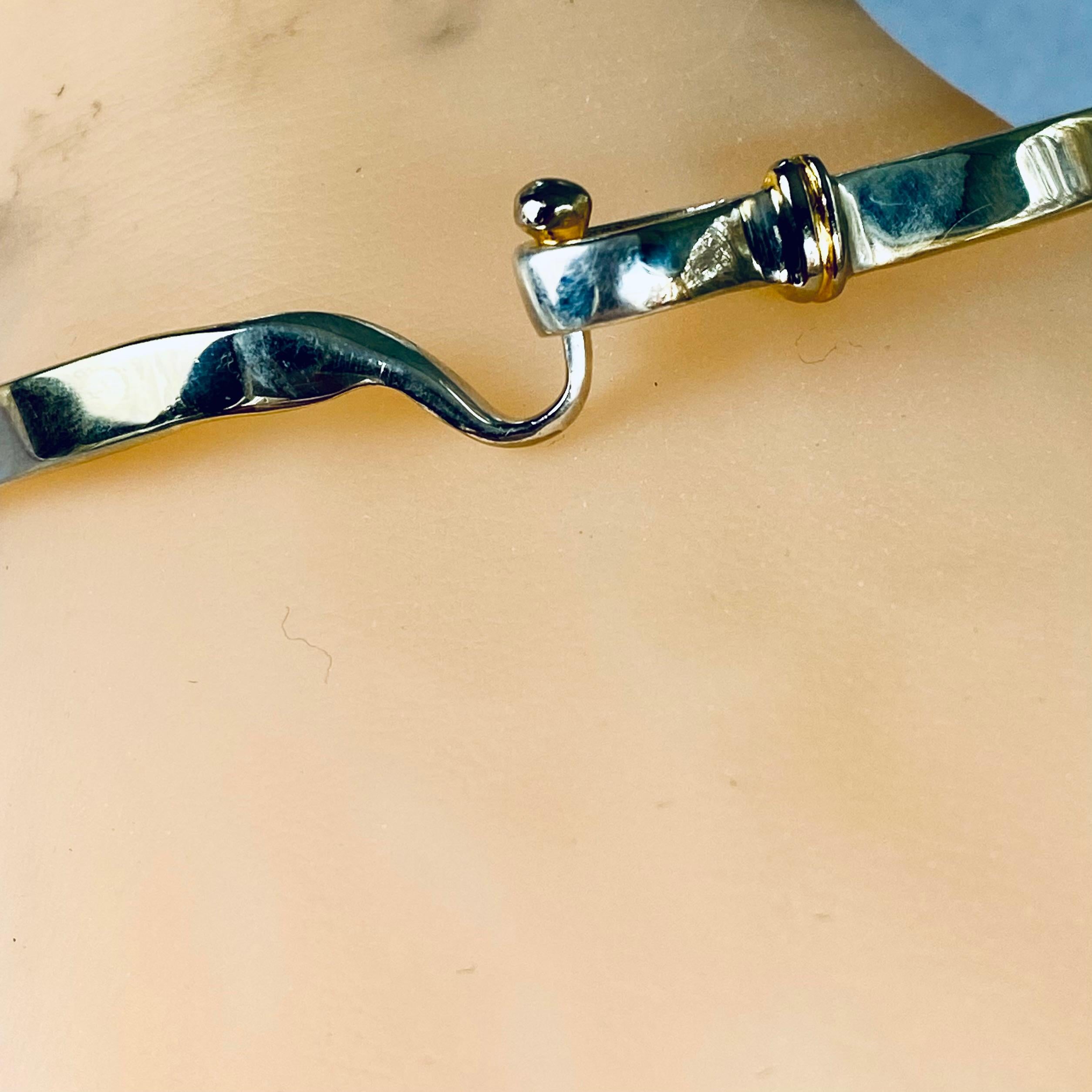 Tiffany Co Vintage Silber 18 Karat Gelbgold Hook Eye 7,75 Zoll Armband, Vintage  im Angebot 2