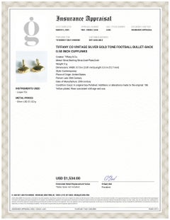 Tiffany Co Vintage Silver Gold Tone Football Bullet-Back 0.50 Inch Cufflinks