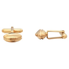 Tiffany Co Vintage Silver Gold Tone Football Bullet-Back 0.50 Inch Cufflinks