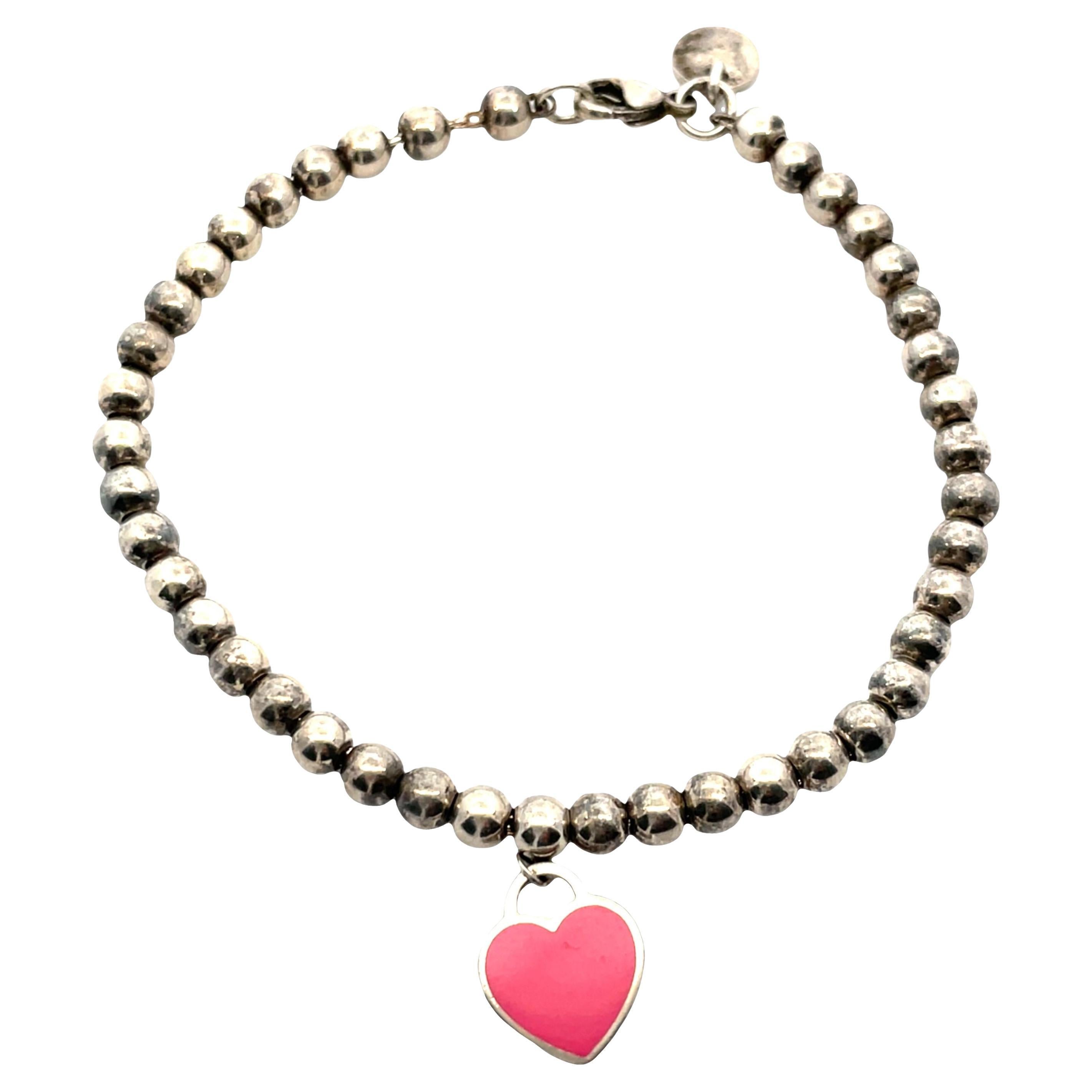 Tiffany
Co. Vintage Silver Heart
“Return to Tiffany” Bead Bracelet