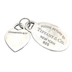 Tiffany & Co. Vintage Silver Turquoise Heart & Return to Tiffany Tag Pendant