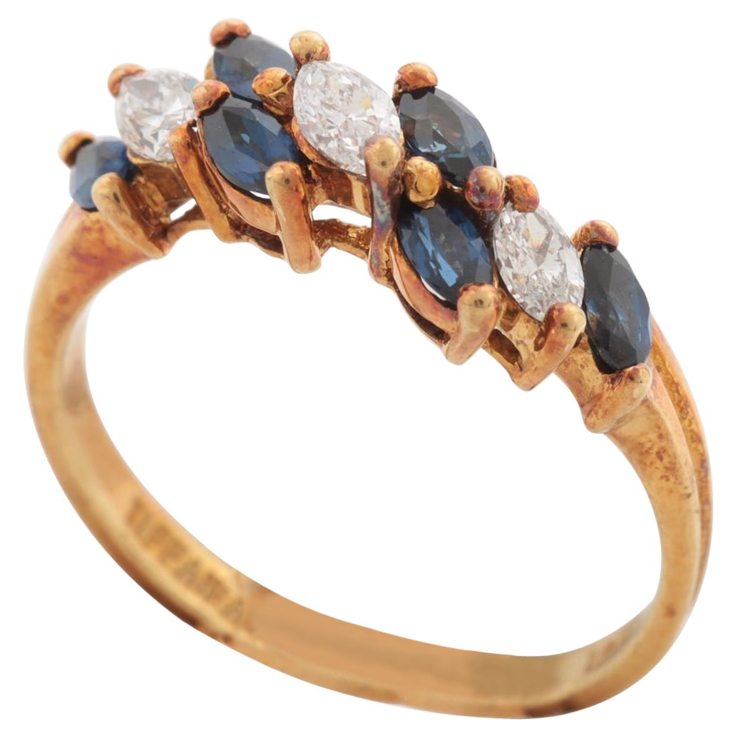 Tiffany 
Co. Vintage Small Sapphire and Diamond Ring Gold