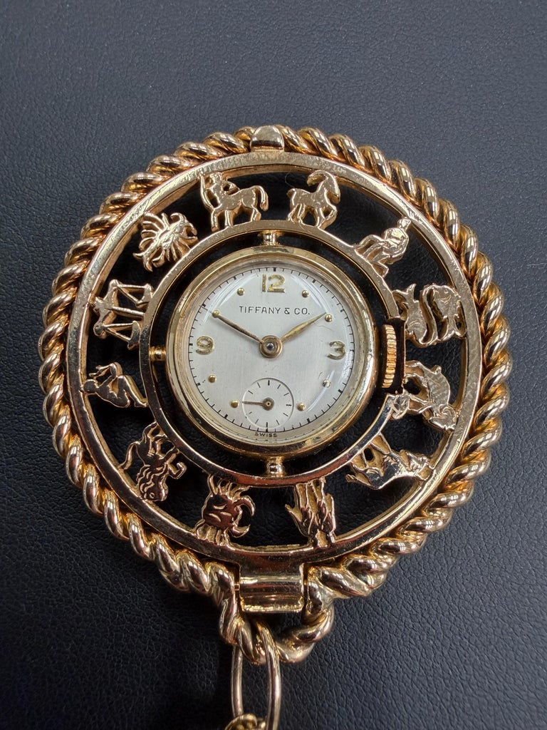Tiffany and Co Vintage Solid 14k Zodiac Pendant Watch Movement by