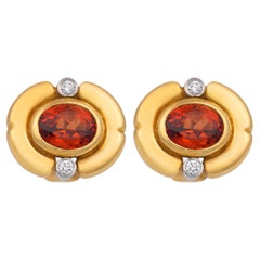 Tiffany & Co. vintage spessartine garnet diamond 18k yellow gold earrings