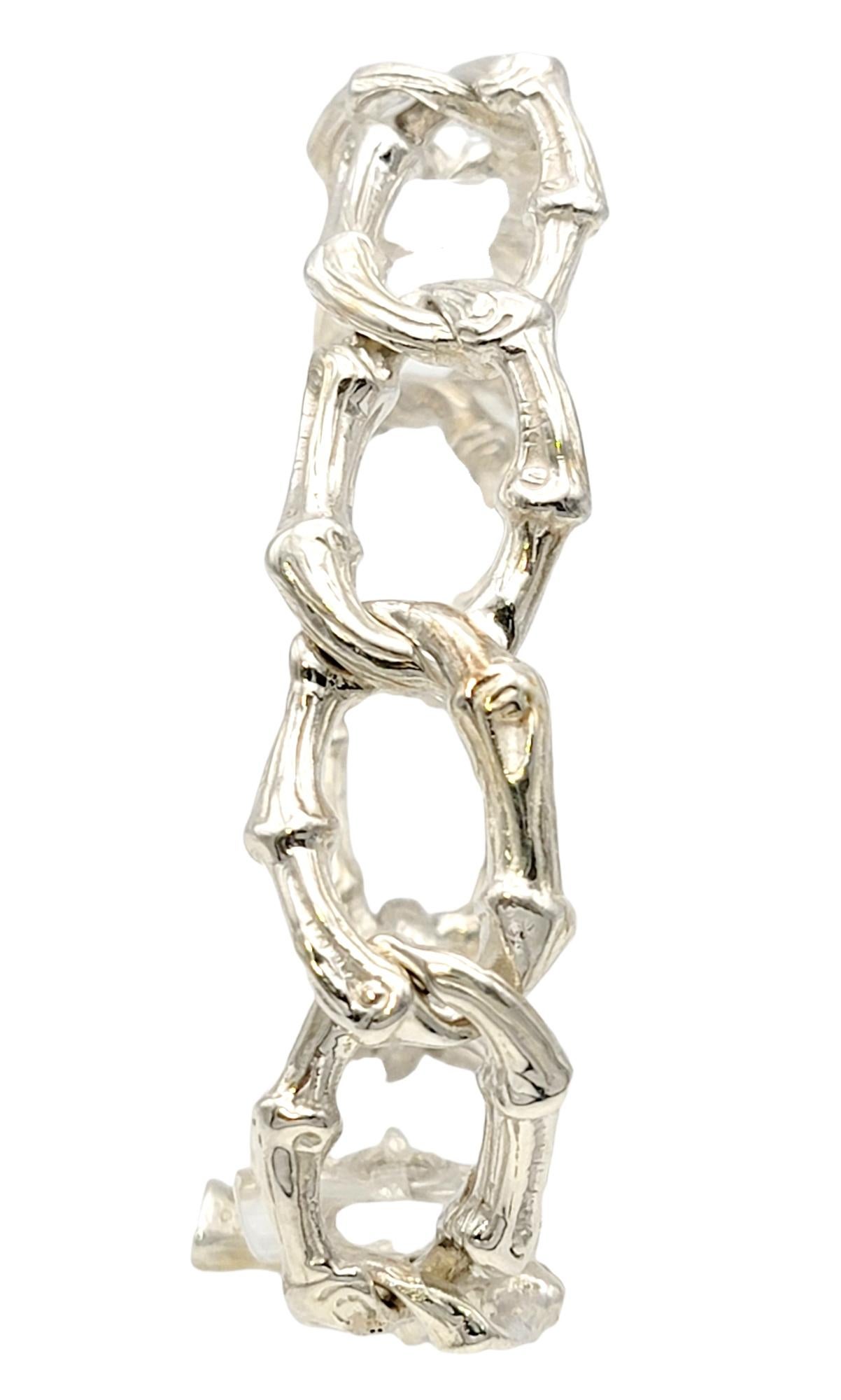 Tiffany & Co. Breites Gliederarmband aus Sterlingsilber mit Knopfleiste aus Bambus (Zeitgenössisch)