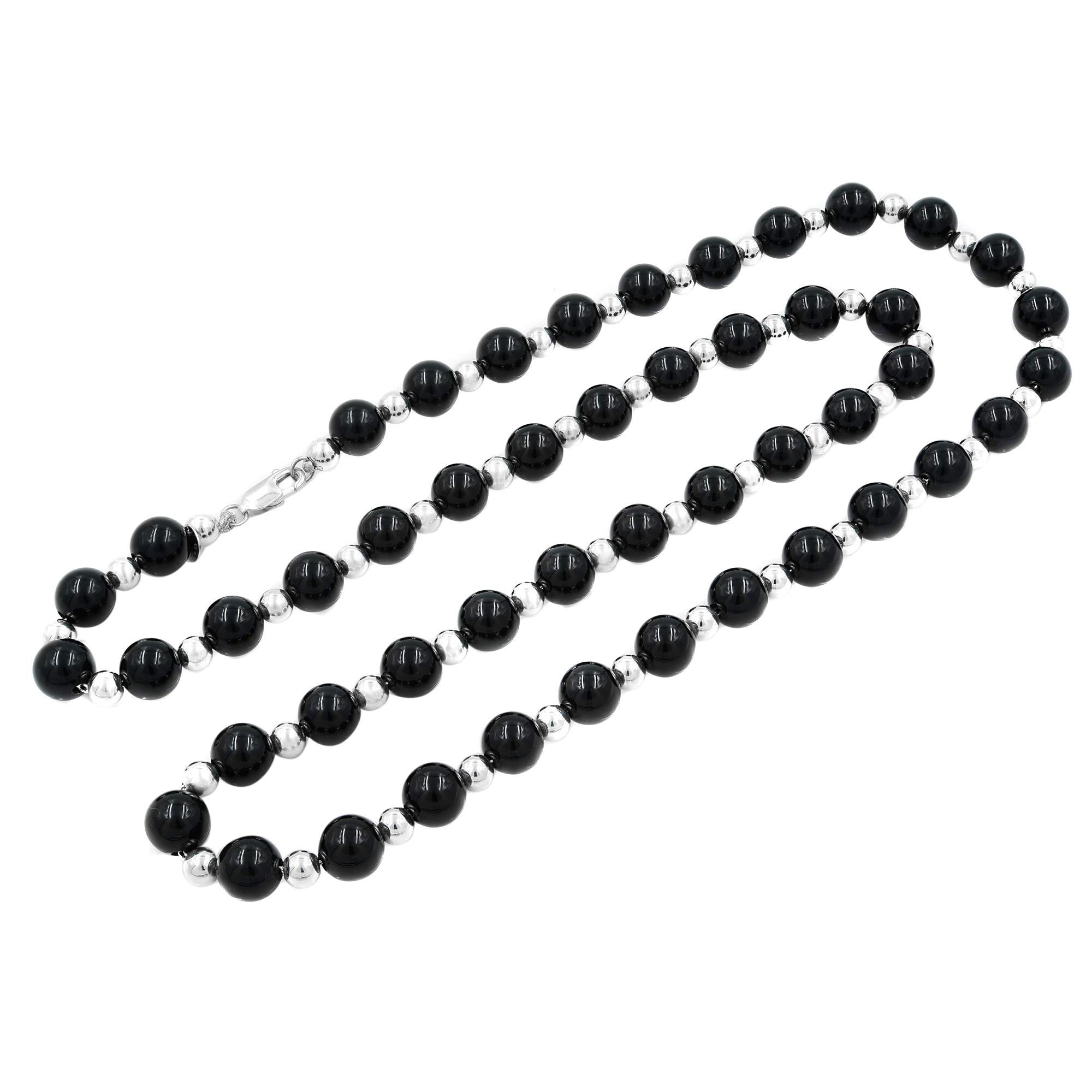 black and silver beaded necklace