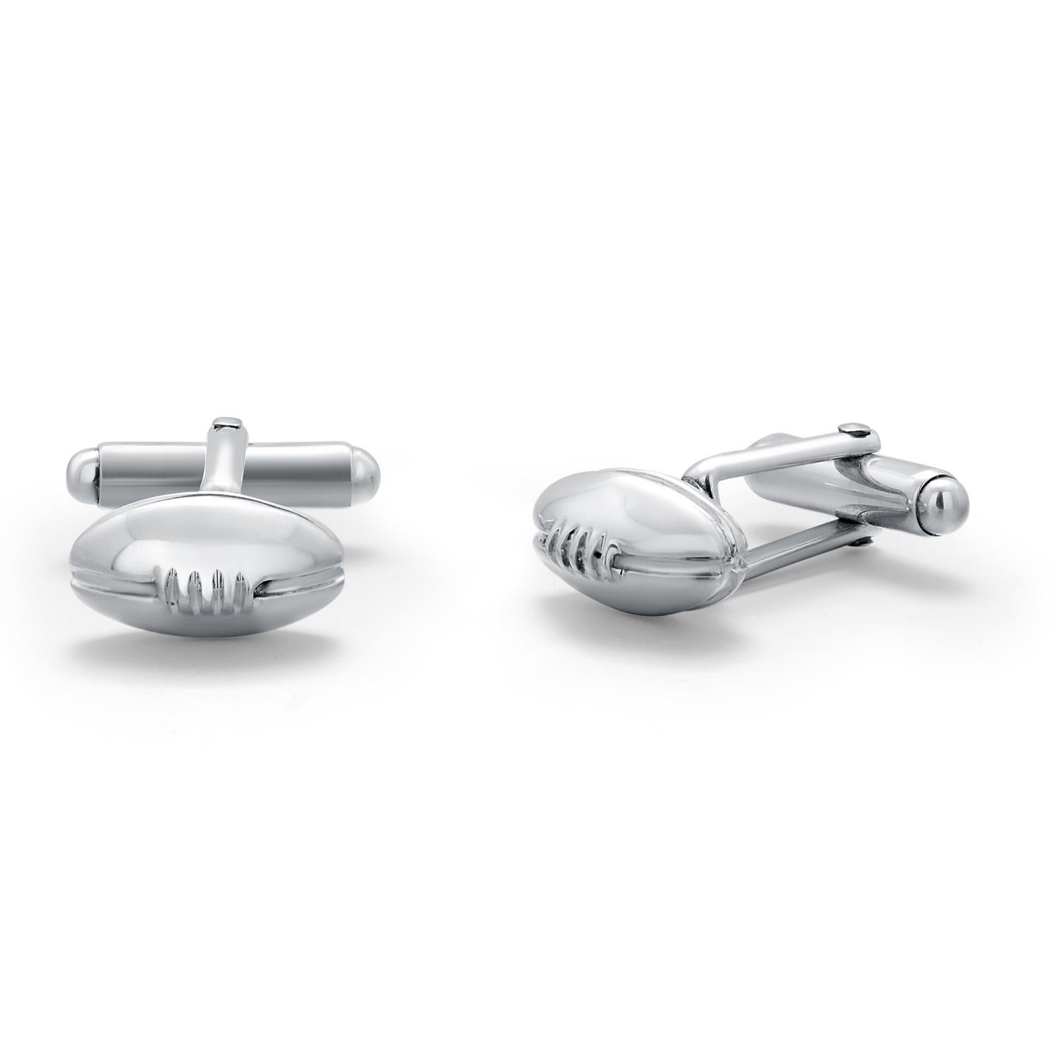 Tiffany Co Vintage Sterling Silver Football Bullet-Back 0.50 Inch Cufflinks For Sale 1