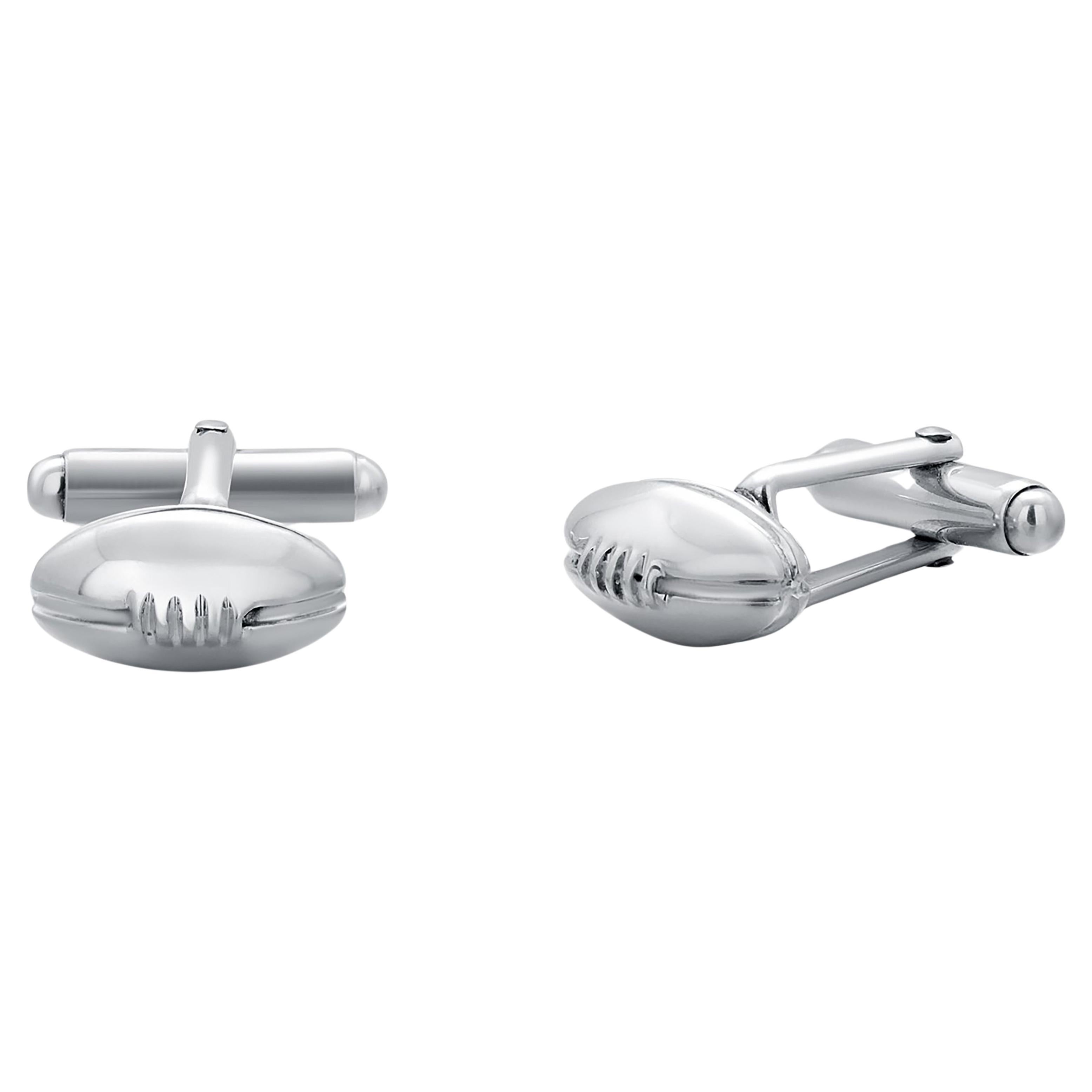 Tiffany Co Vintage Sterling Silver Football Bullet-Back 0.50 Inch Cufflinks For Sale