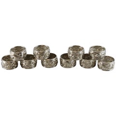 Tiffany & Co. Retro Sterling Silver Set of 10 Napkin Rings