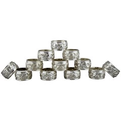 Tiffany & Co. Retro Sterling Silver Set of 12 Napkin Rings