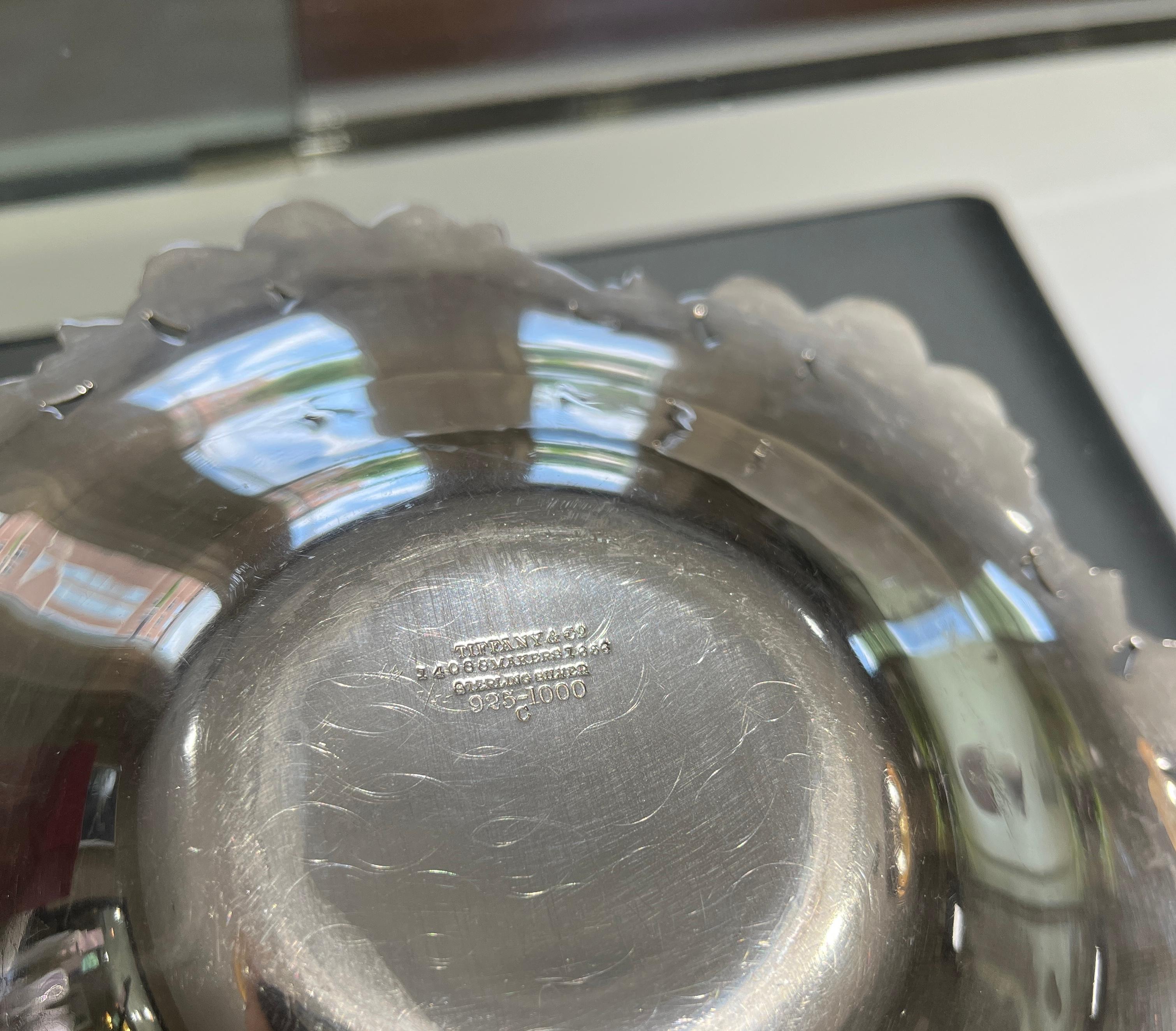 Art Nouveau Tiffany & Co Vintage Sterling Silver Thistle & Clover Bowl