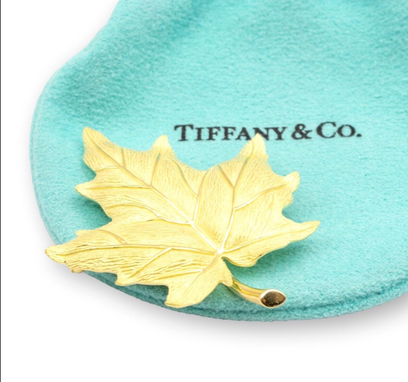 Contemporary Tiffany & Co. Vintage Sugar Maple Leaf Brooch in 18 Karat Gold