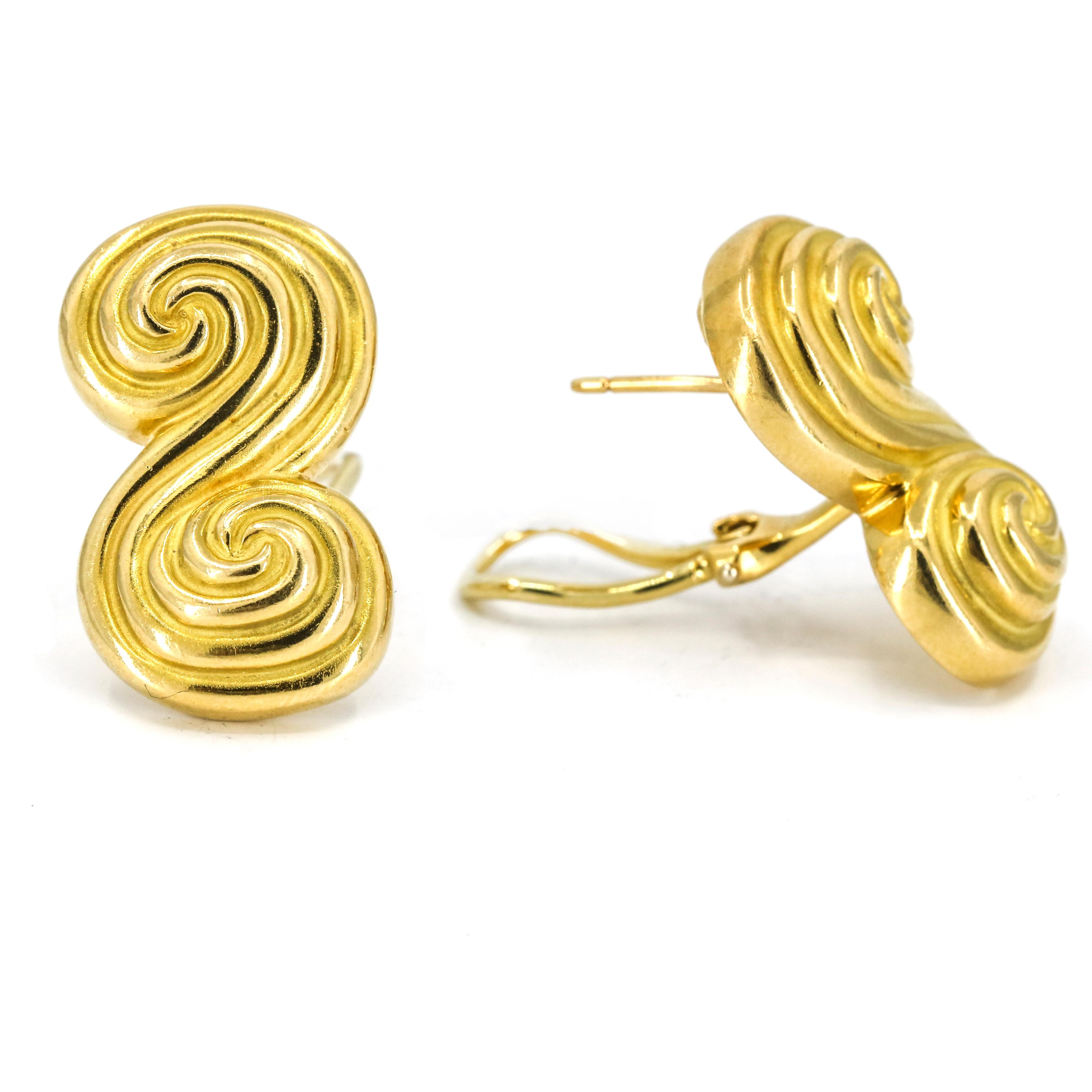 Retro Tiffany & Co. Vintage Swirl Earrings in 18 Karat Yellow Gold For Sale