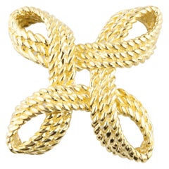 Tiffany & Co. Broche ou épingle vintage en or jaune 18 carats à trois rangées de cordes torsadées