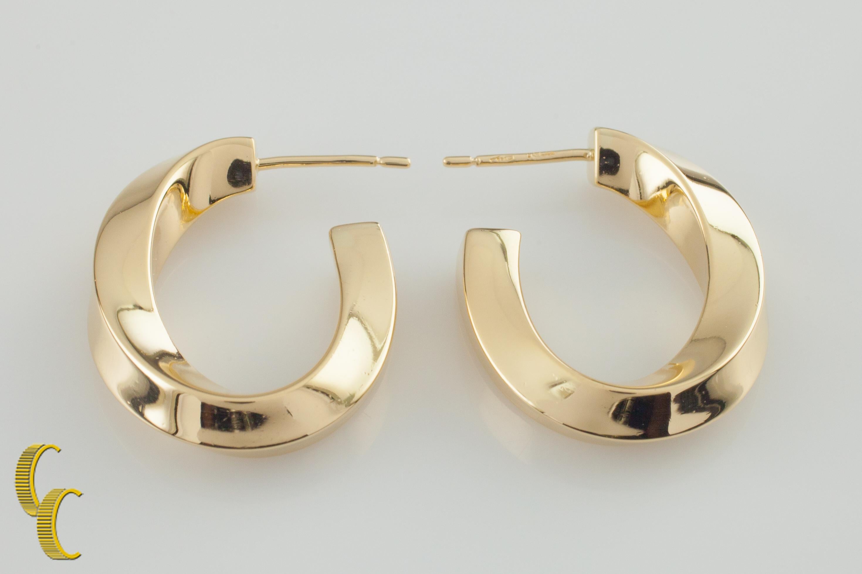 Tiffany & Co. Vintage Twist Hoop Earrings in 18 Karat Yellow Gold In Good Condition In Sherman Oaks, CA