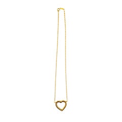 Tiffany & Co Vintage Twist Rope Heart Pendant Necklace in Yellow Gold Circa 1980