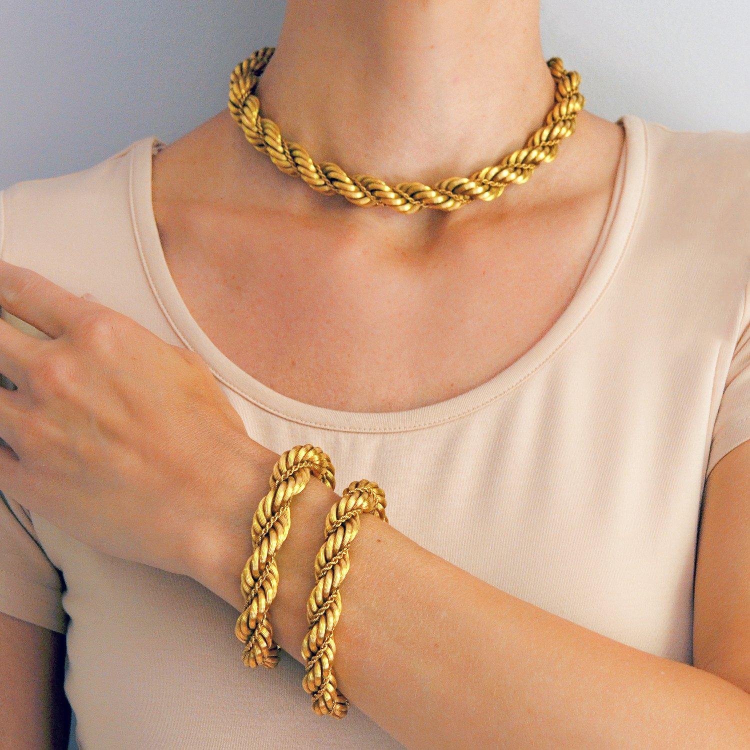 Tiffany & Co. Vintage Twisted Rope Chain Necklace and Convertible Bracelet Set 2