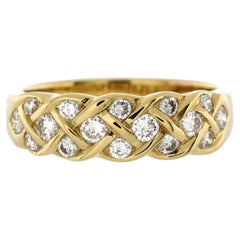 Tiffany & Co. Vintage Woven Band Ring 18K Yellow Gold with Diamonds
