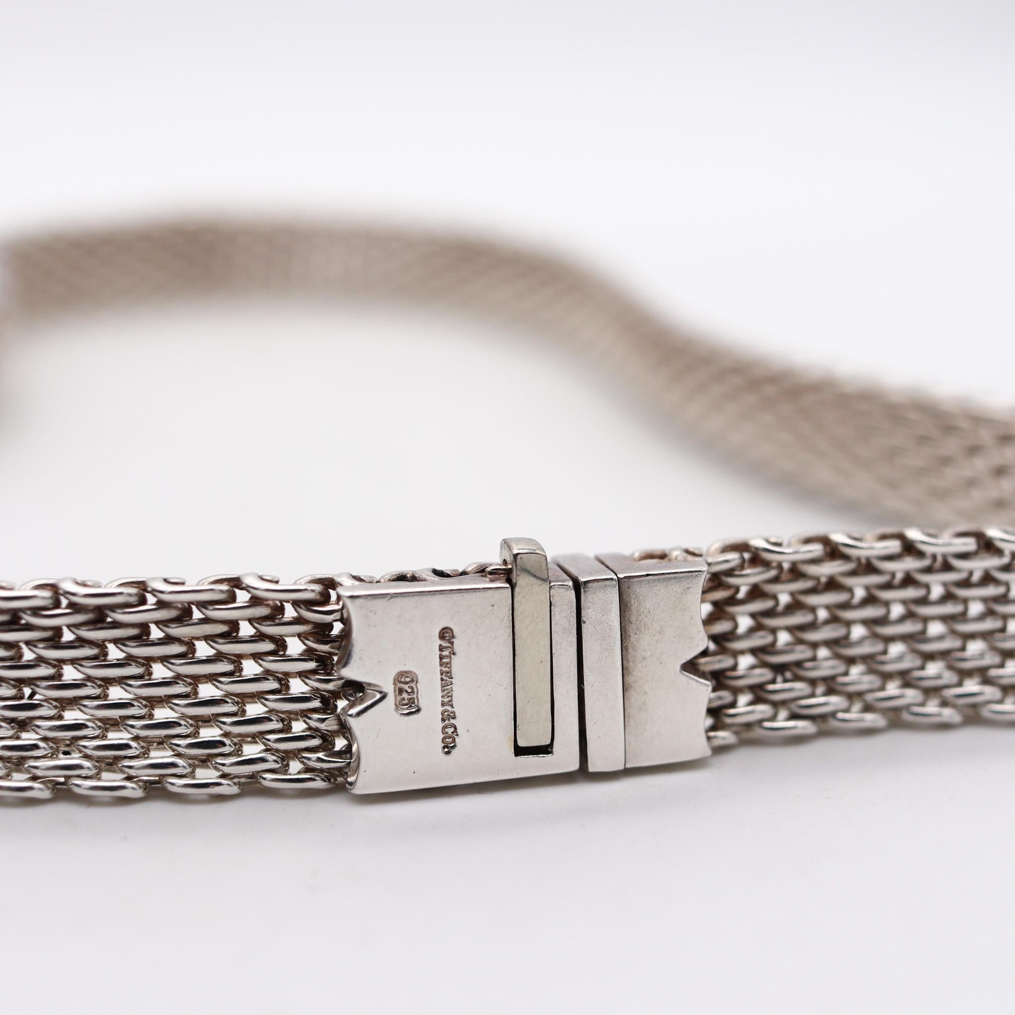 Tiffany & Co. Vintage Woven Necklace Choker  In Solid .925 Sterling Silver In Excellent Condition For Sale In Miami, FL