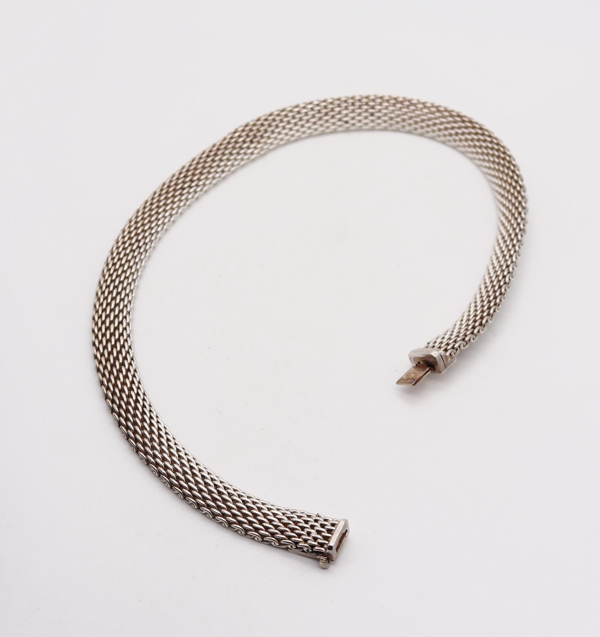 Modern Tiffany & Co. Vintage Woven Necklace Choker  In Solid .925 Sterling Silver For Sale