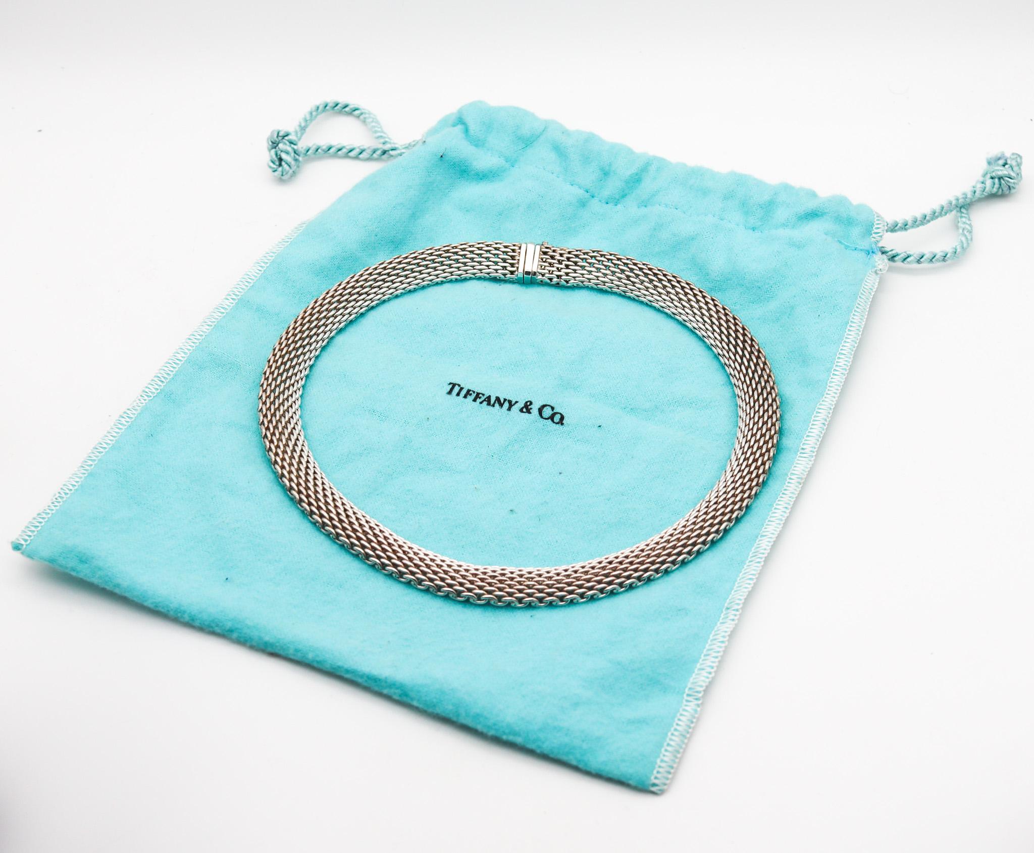 Tiffany & Co. Vintage Woven Necklace Choker  In Solid .925 Sterling Silver For Sale 2