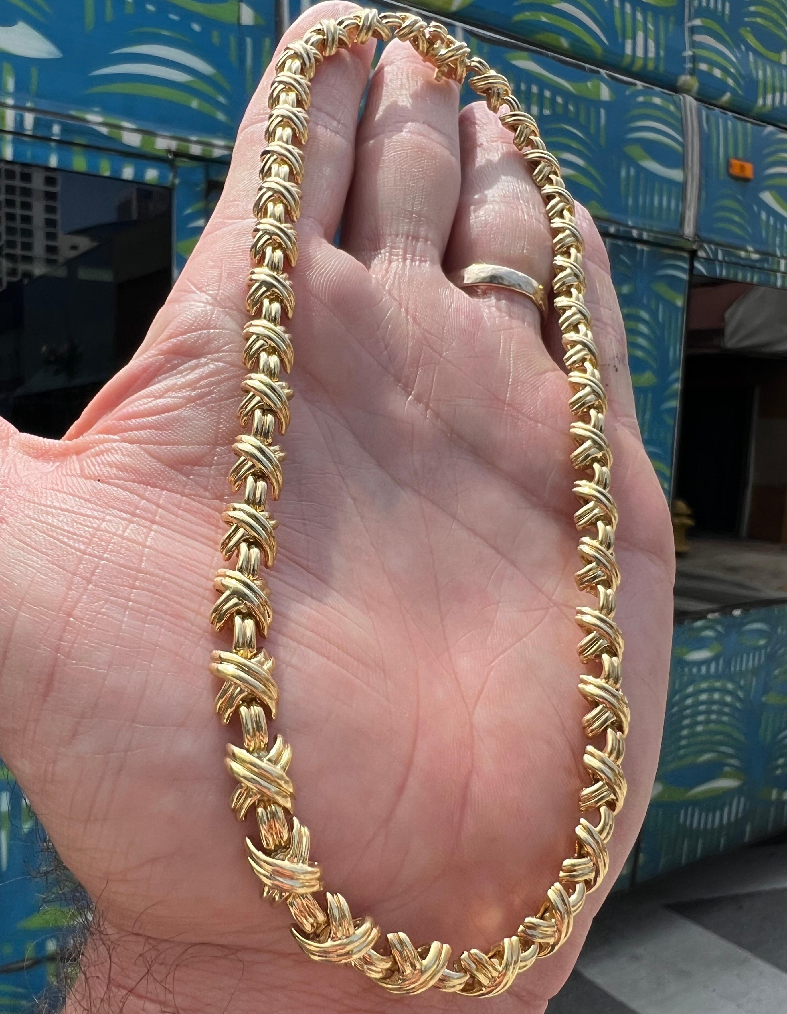 Tiffany & Co. Vintage X-Kragen-Halskette aus 18 Karat Gelbgold im Zustand „Hervorragend“ im Angebot in MIAMI, FL
