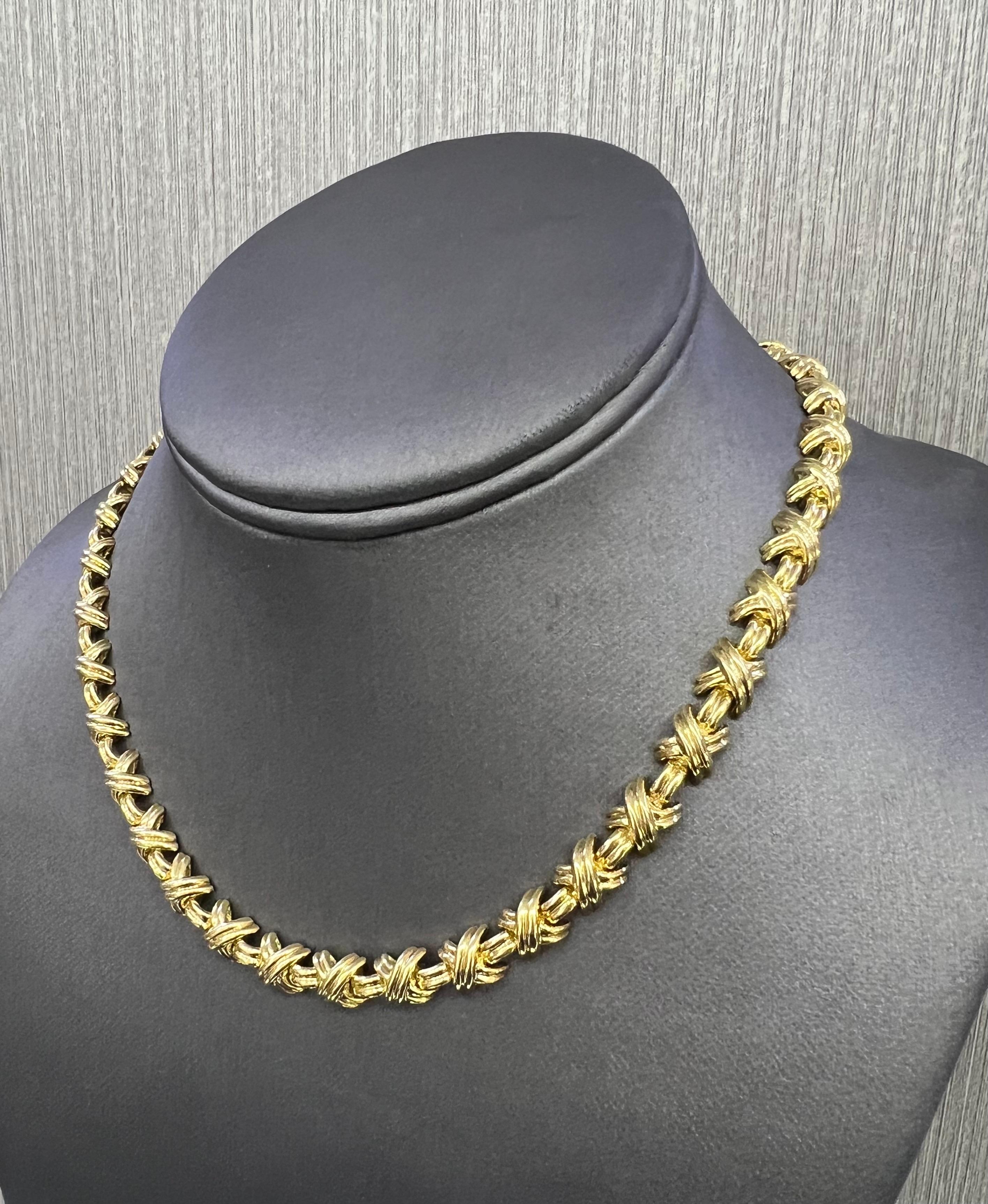 Retro Tiffany & Co. Vintage X Collar Necklace in 18k Yellow Gold For Sale